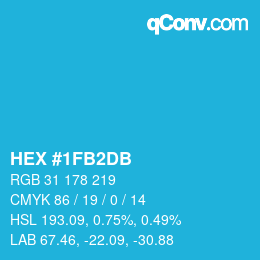 颜色代码: HEX #1FB2DB | qconv.com