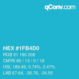 カラーコード: HEX #1FB4D0 | qconv.com