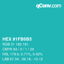 Color code: HEX #1FB6B5 | qconv.com