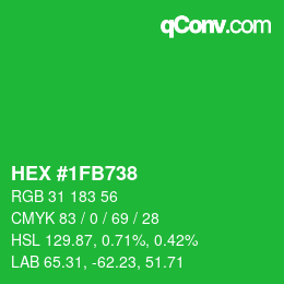 カラーコード: HEX #1FB738 | qconv.com