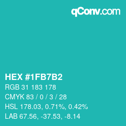 Color code: HEX #1FB7B2 | qconv.com