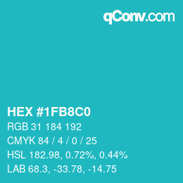 Color code: HEX #1FB8C0 | qconv.com