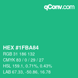 Color code: HEX #1FBA84 | qconv.com