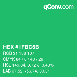 Color code: HEX #1FBC6B | qconv.com