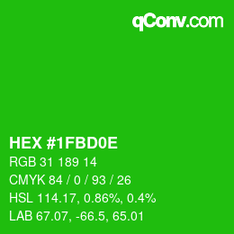 Color code: HEX #1FBD0E | qconv.com