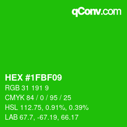 Color code: HEX #1FBF09 | qconv.com