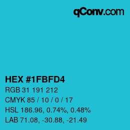 カラーコード: HEX #1FBFD4 | qconv.com