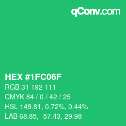 Color code: HEX #1FC06F | qconv.com