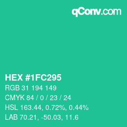 カラーコード: HEX #1FC295 | qconv.com