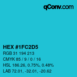 Color code: HEX #1FC2D5 | qconv.com