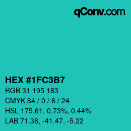 カラーコード: HEX #1FC3B7 | qconv.com