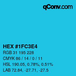 Color code: HEX #1FC3E4 | qconv.com