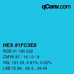 Color code: HEX #1FC3E8 | qconv.com