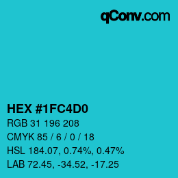 Color code: HEX #1FC4D0 | qconv.com