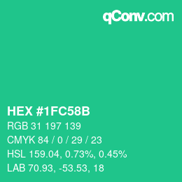 Color code: HEX #1FC58B | qconv.com