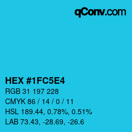Farbcode: HEX #1FC5E4 | qconv.com