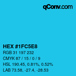 カラーコード: HEX #1FC5E8 | qconv.com