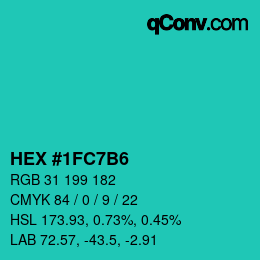 Color code: HEX #1FC7B6 | qconv.com