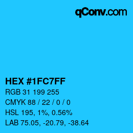 颜色代码: HEX #1FC7FF | qconv.com