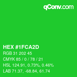 Color code: HEX #1FCA2D | qconv.com