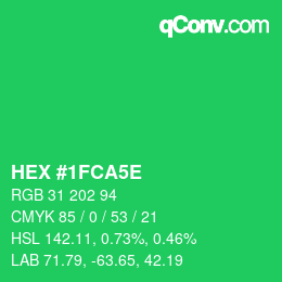 Color code: HEX #1FCA5E | qconv.com