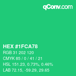カラーコード: HEX #1FCA78 | qconv.com