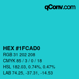 Color code: HEX #1FCAD0 | qconv.com