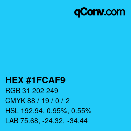 カラーコード: HEX #1FCAF9 | qconv.com