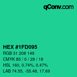 Color code: HEX #1FD095 | qconv.com