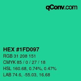 Color code: HEX #1FD097 | qconv.com