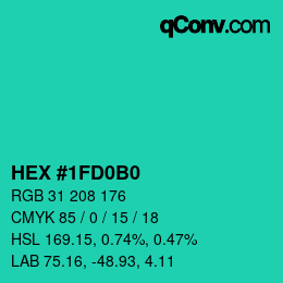 Color code: HEX #1FD0B0 | qconv.com