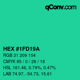 Color code: HEX #1FD19A | qconv.com