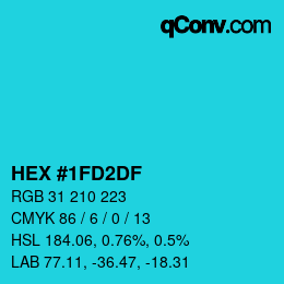 Color code: HEX #1FD2DF | qconv.com