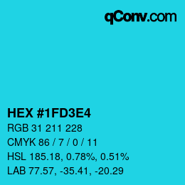 Color code: HEX #1FD3E4 | qconv.com