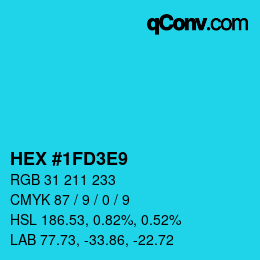 Color code: HEX #1FD3E9 | qconv.com