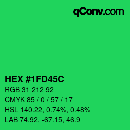 Color code: HEX #1FD45C | qconv.com