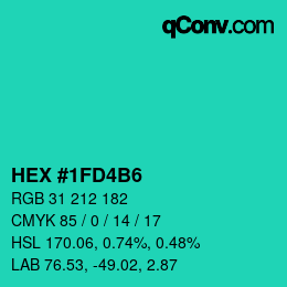 Color code: HEX #1FD4B6 | qconv.com