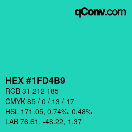 Color code: HEX #1FD4B9 | qconv.com