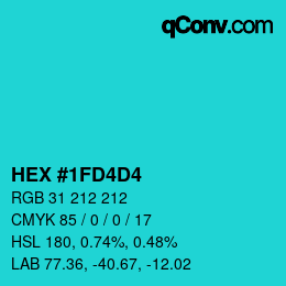 Color code: HEX #1FD4D4 | qconv.com