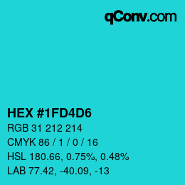 颜色代码: HEX #1FD4D6 | qconv.com
