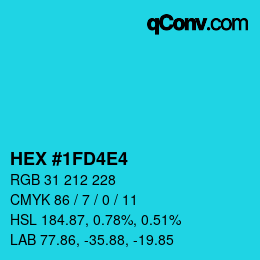 Color code: HEX #1FD4E4 | qconv.com