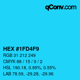 颜色代码: HEX #1FD4F9 | qconv.com