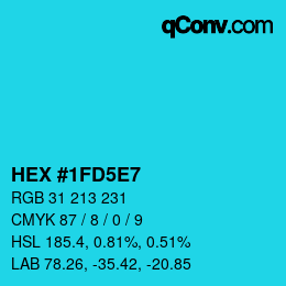 Farbcode: HEX #1FD5E7 | qconv.com