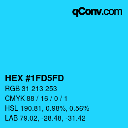 カラーコード: HEX #1FD5FD | qconv.com