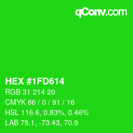 颜色代码: HEX #1FD614 | qconv.com