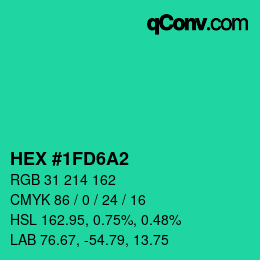 Color code: HEX #1FD6A2 | qconv.com
