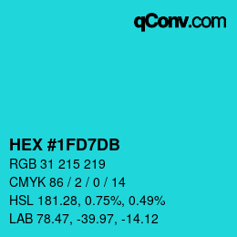 カラーコード: HEX #1FD7DB | qconv.com