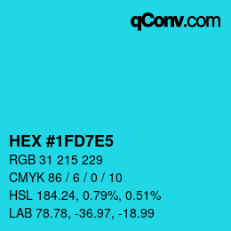 Color code: HEX #1FD7E5 | qconv.com