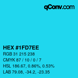 Color code: HEX #1FD7EE | qconv.com