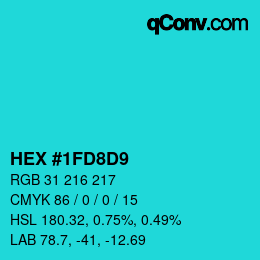 Color code: HEX #1FD8D9 | qconv.com